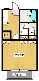 郡山市咲田のアパートの間取り