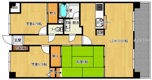 広島市南区宇品神田のマンションの間取り