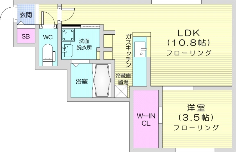 札幌市豊平区平岸二条のマンションの間取り