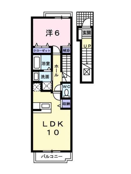 松山市古川西のアパートの間取り