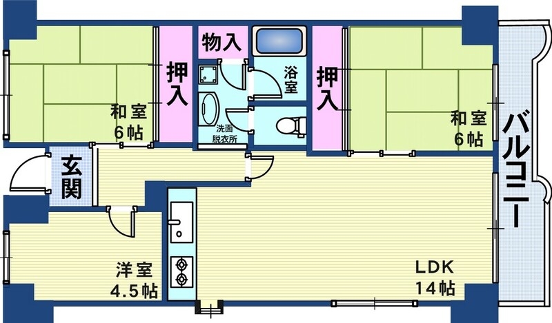 ポートアイランド住宅44号棟の間取り