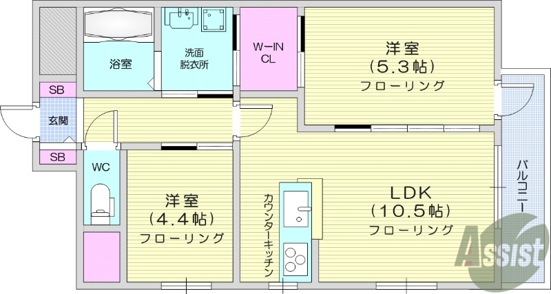 仙台市青葉区一番町のマンションの間取り