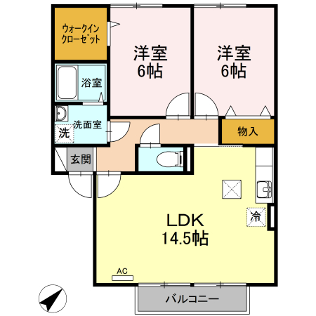 福山市川口町のアパートの間取り