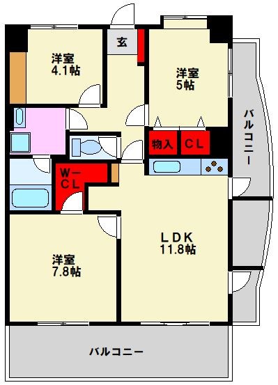 福岡市南区向野のマンションの間取り