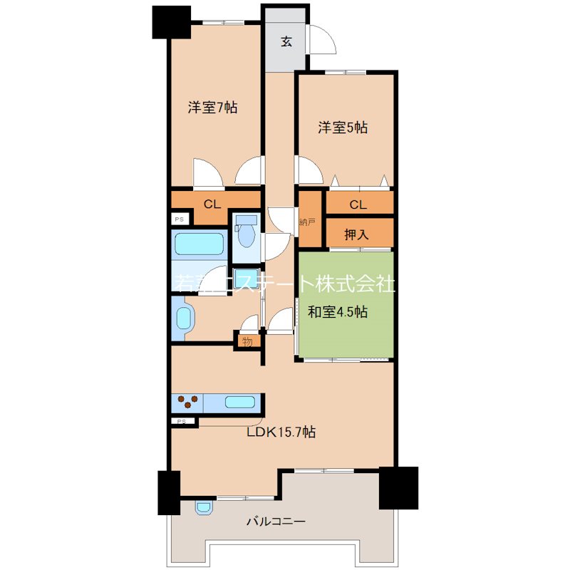 久留米市六ツ門町のマンションの間取り