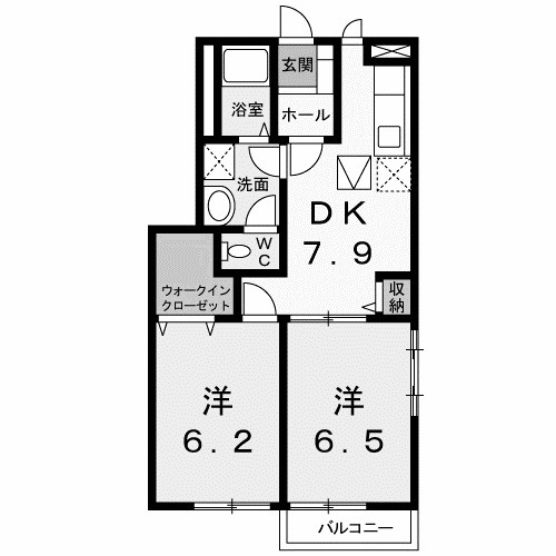 前橋市樋越町のアパートの間取り