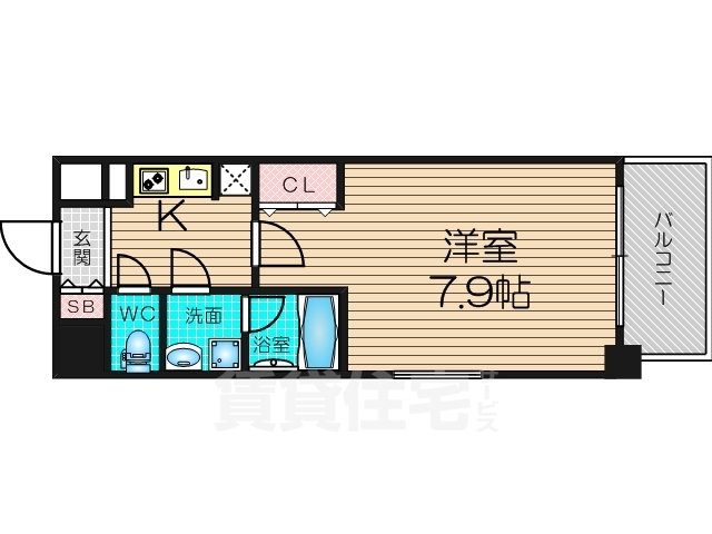 大阪市中央区島町のマンションの間取り