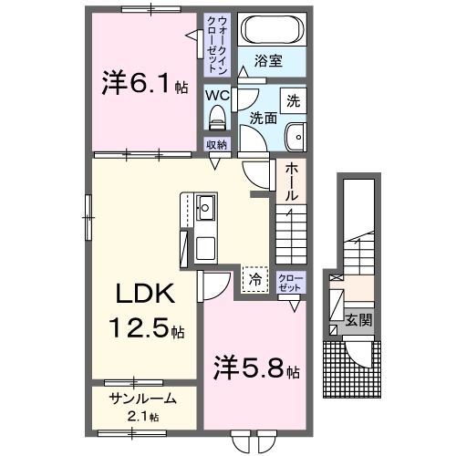 富山市窪本町のアパートの間取り