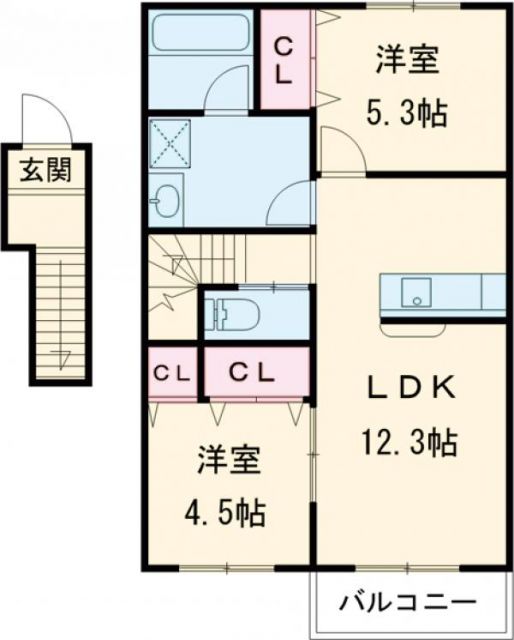 岩出市清水のアパートの間取り