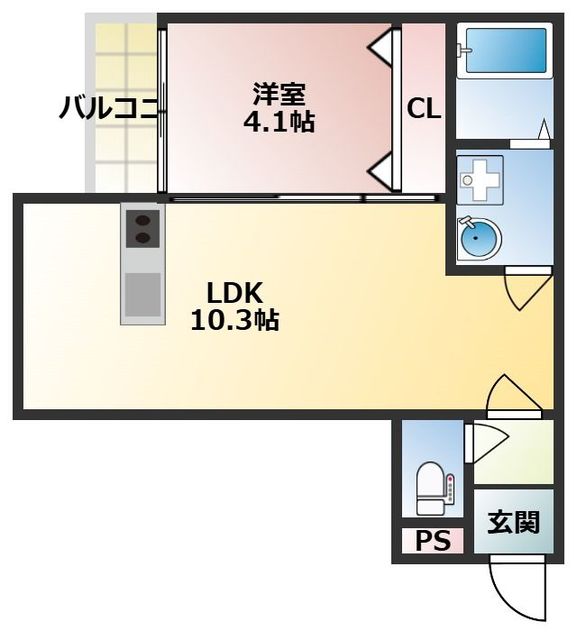 福岡市城南区干隈のアパートの間取り