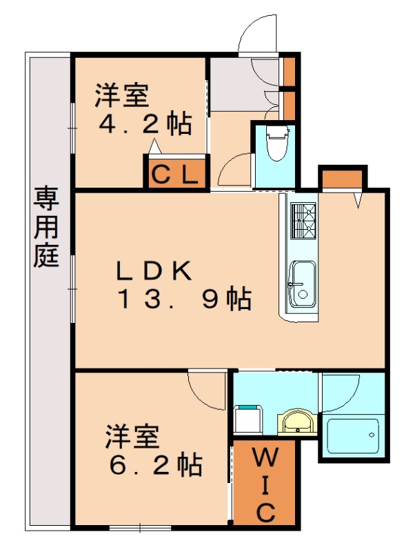 福岡市博多区吉塚のアパートの間取り