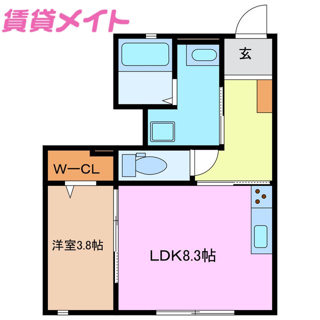 鈴鹿市高岡台のアパートの間取り