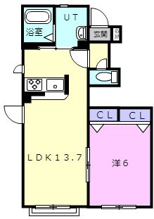 苫小牧市明野元町のアパートの間取り