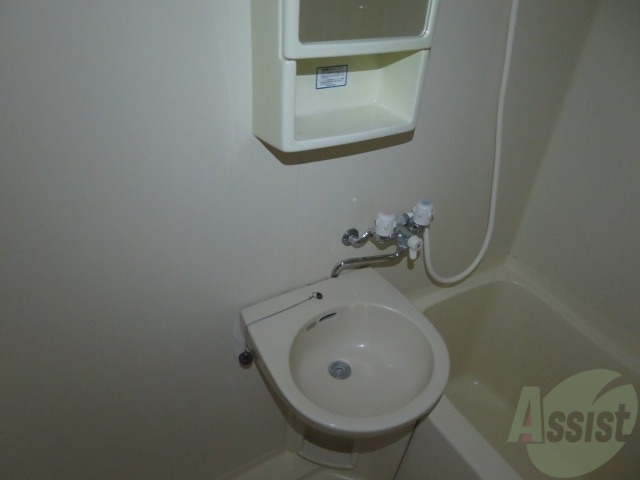 洗面設備　洗面台はバスルームの横に付いていました