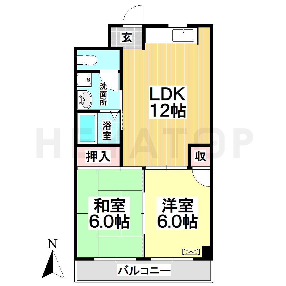 地下鉄名港線 六番町駅 徒歩8分 6階建 築36年の間取り写真