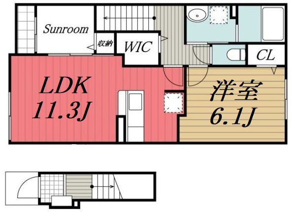 ＪＲ内房線 姉ケ崎駅 バス乗車時間：5分 最寄りバス停で下車 徒歩4分 2階建 築4年の間取り写真