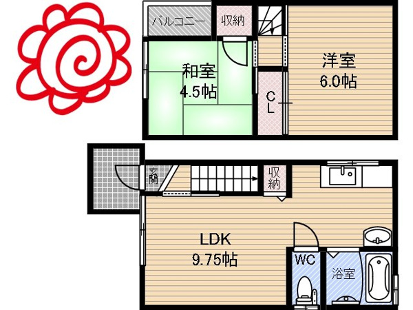 稲田本町3丁目貸家の間取り写真