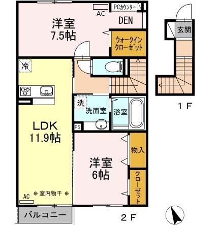 武蔵村山市残堀のアパートの間取り