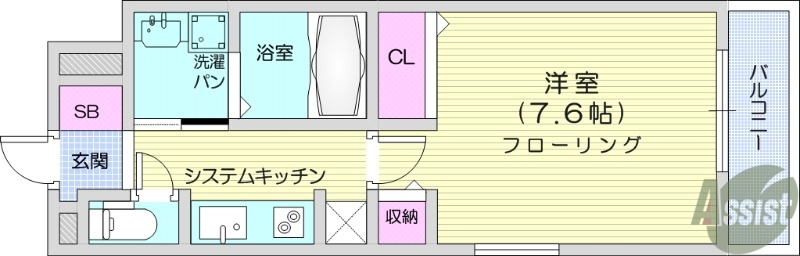 【仙台市宮城野区福室のアパートの間取り】