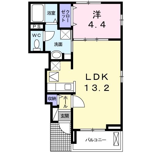 柏原市国分本町のアパートの間取り