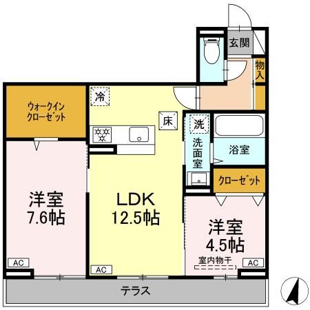 【（仮）D-ROOM富沢西4丁目PJ　Bの間取り】