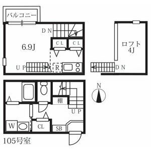 名古屋市北区八代町のアパートの間取り