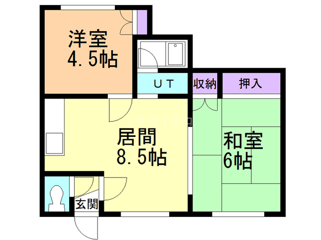 函館市日乃出町のアパートの間取り