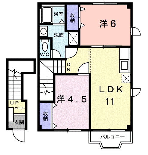 サンライズ２１　Ａの間取り