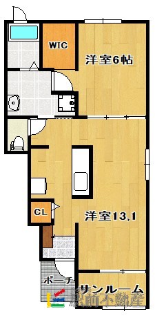 大牟田市大字手鎌のアパートの間取り