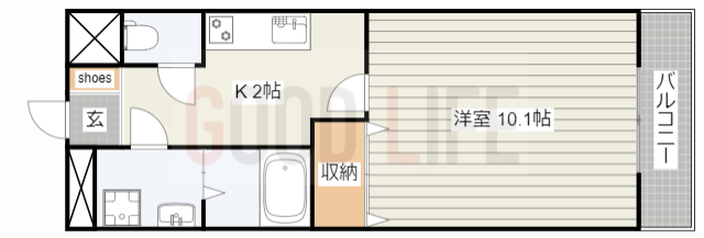 高砂市曽根町のアパートの間取り