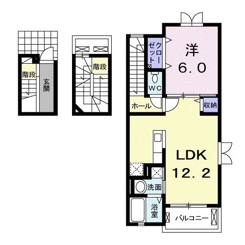 仙台市泉区北中山のアパートの間取り