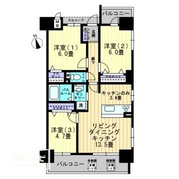 アルファライフ栗林駅北の間取り