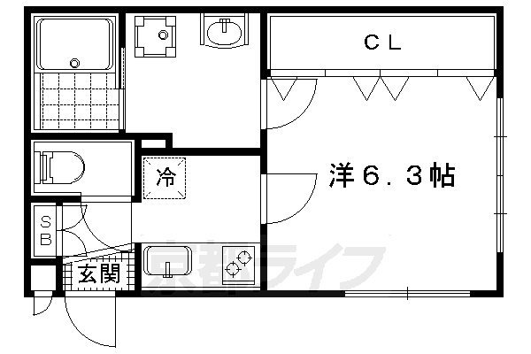 京都市中京区西ノ京南原町のマンションの間取り