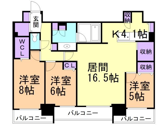 北広島市中央のマンションの間取り