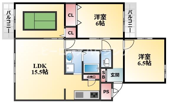 豊中市岡町北のマンションの間取り