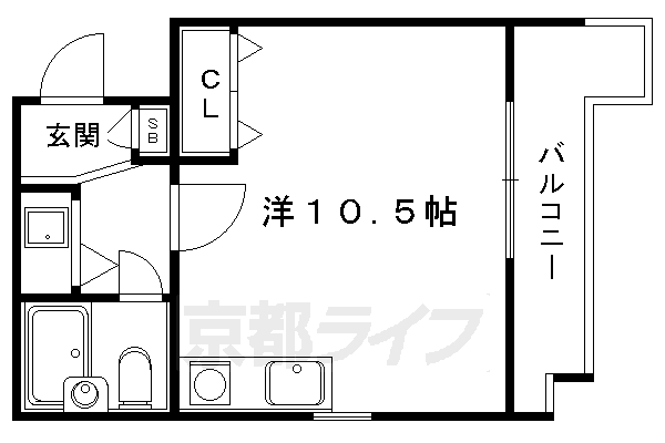 京都市左京区北白川久保田町のマンションの間取り