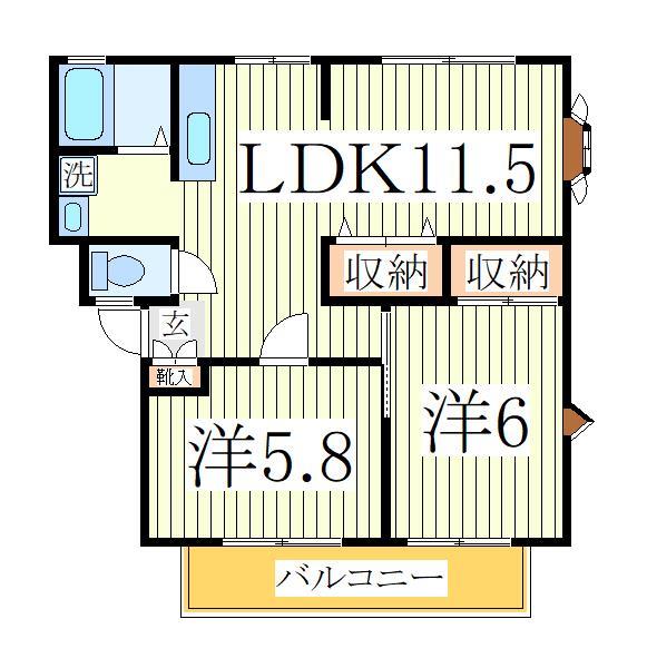 柏市大津ケ丘のアパートの間取り