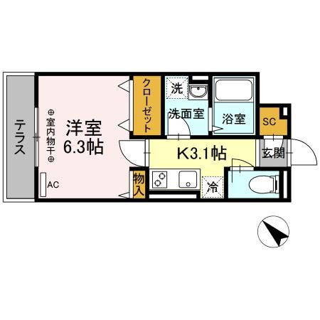 藤沢市鵠沼花沢町のアパートの間取り