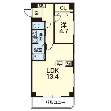 熊本県熊本市南区江越１（マンション）の賃貸物件の間取り