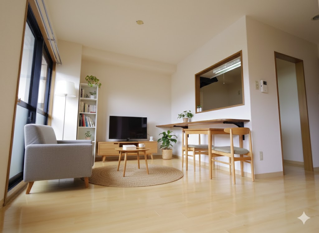 居室・リビング　家具備品はCGによるイメージなので、実際の物件には含まれませ