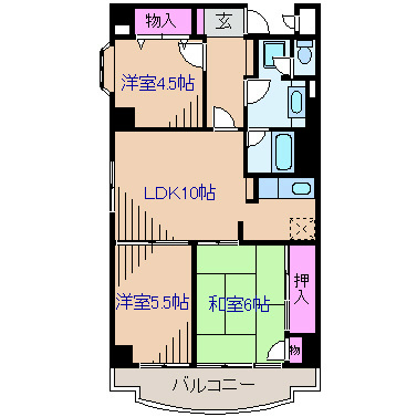東急東横線 妙蓮寺駅 徒歩12分 6階建 築39年の間取り写真