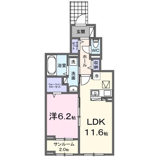 羽曳野市古市のアパートの間取り