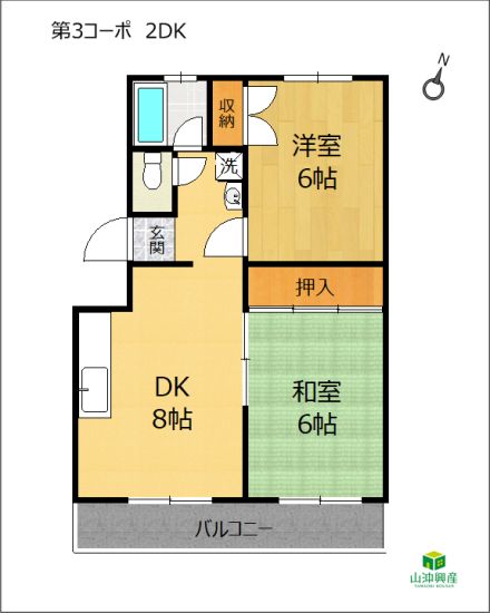 第3コーポ「2DK」の間取り