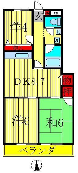 松戸市東平賀のマンションの間取り