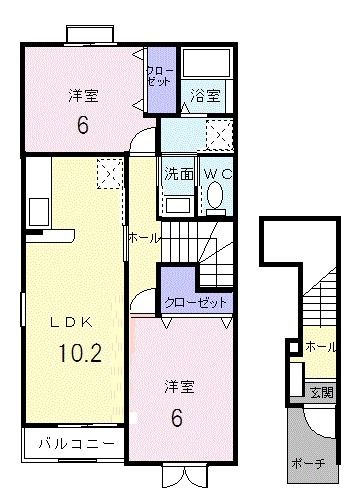 佐野市鉢木町のアパートの間取り