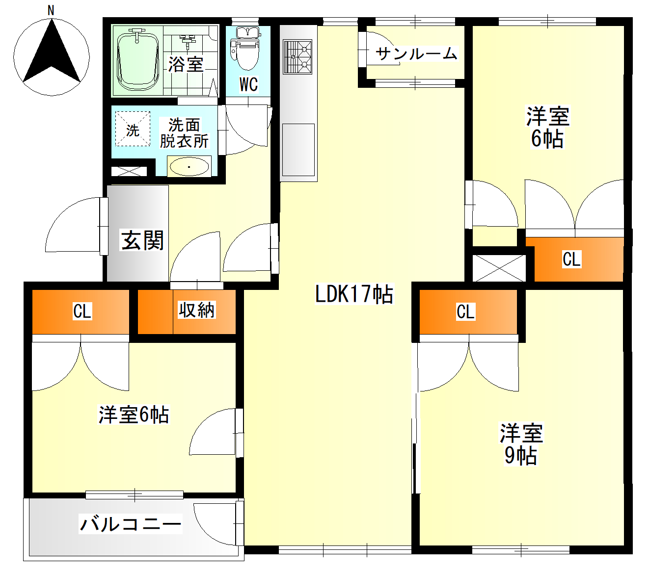 高岡市清水町のアパートの間取り