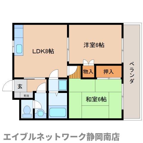 静岡市駿河区下島のマンションの間取り