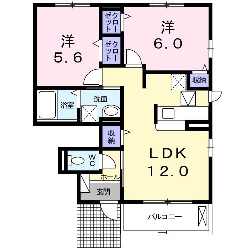 南相馬市鹿島区西町のアパートの間取り