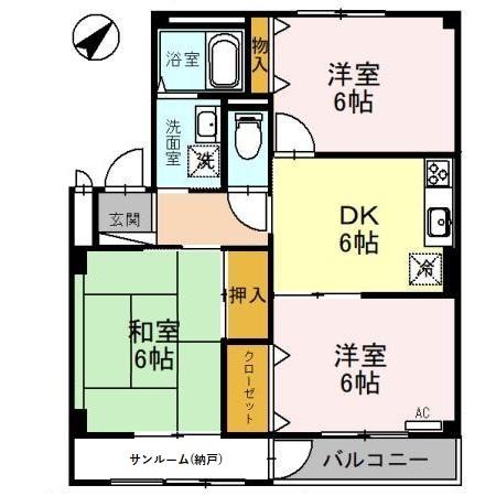 高岡市京田のアパートの間取り