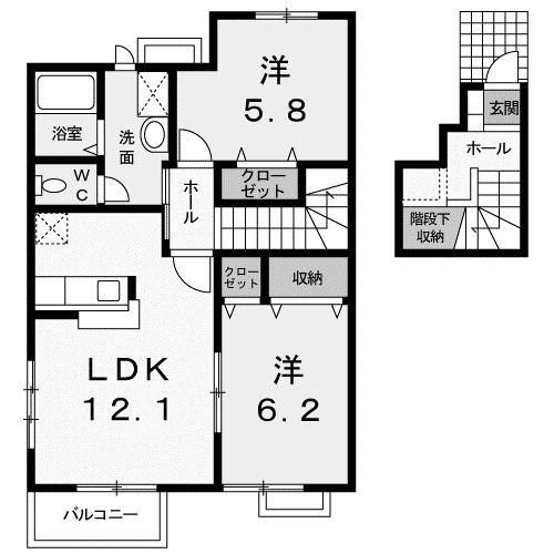 邑楽郡邑楽町大字鶉のアパートの間取り